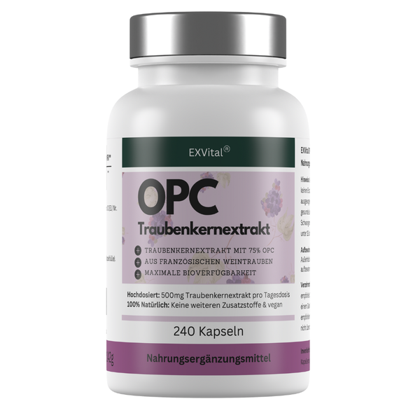 Opc Traubenkernextrakt Kapseln, Hochdosiert 500Mg Pro Tag, 240 StüCk Von Exvital-image