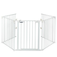 Fireplace Fence BBQ Metal Fire Gate Pet Baby Safety Fence Hearth Gate White