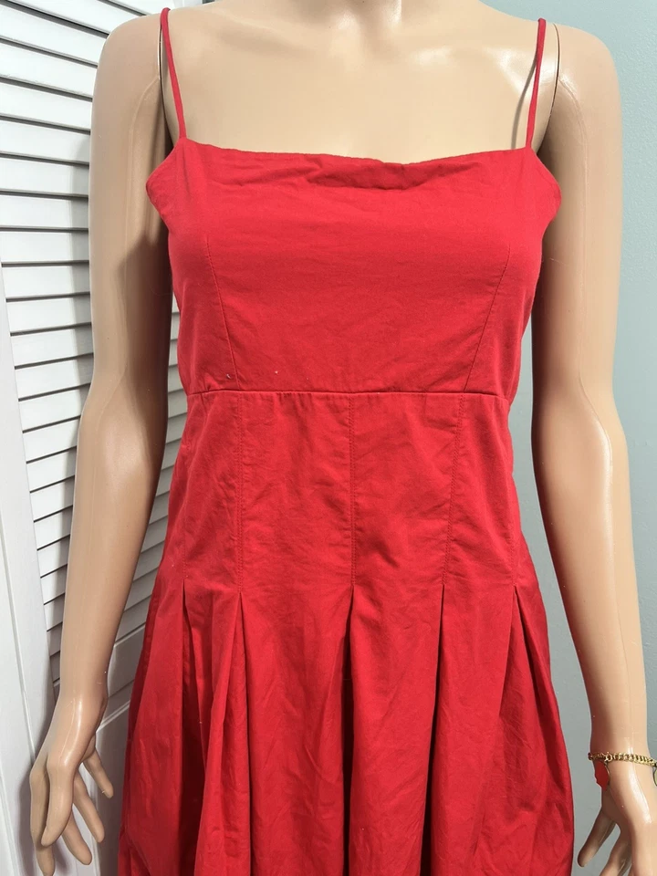 Vestido midi de popelina roja Damson Madder talla 8 (pequeños daños) Foto 2 de 4