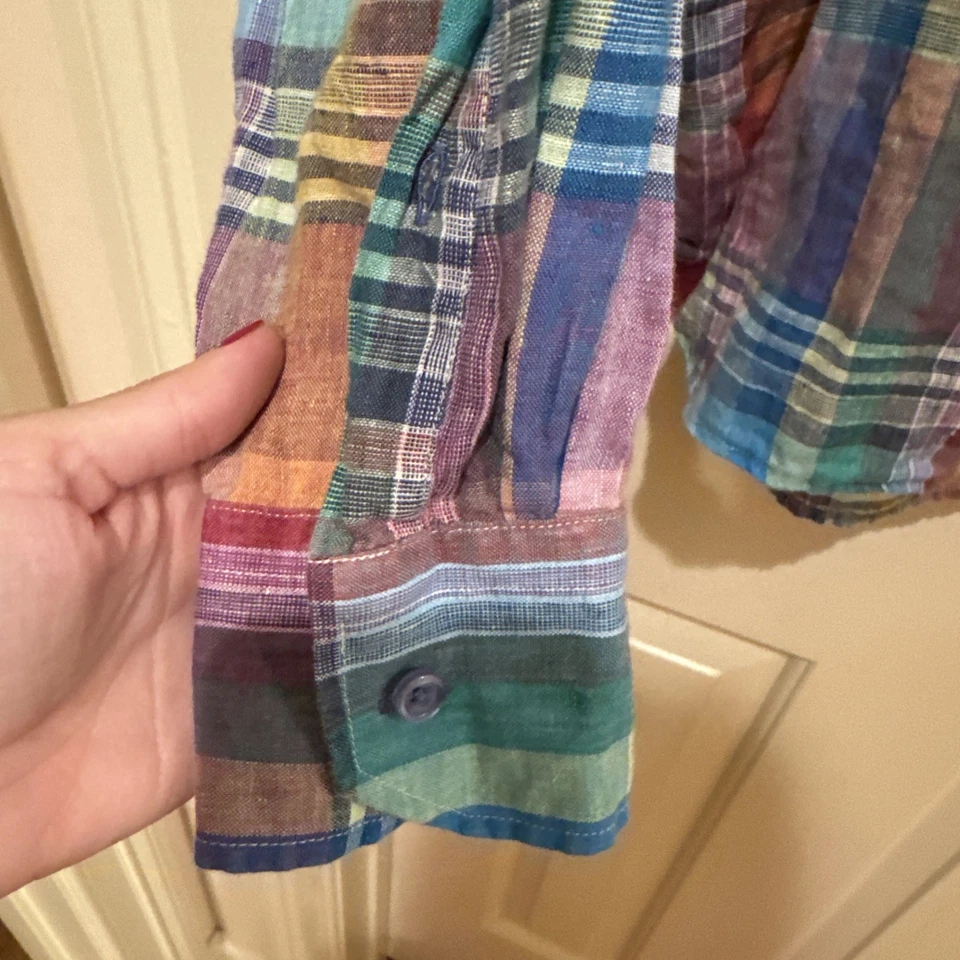 Inserch Collezione Shirt 3XL Multicolor 100% Linen Button Up Short Sleeve Mens - Image 4 of 4