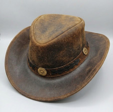 Distressed Leather Cowboy Hat: Vintage Western Style, Wide Brim, Ranch Hat