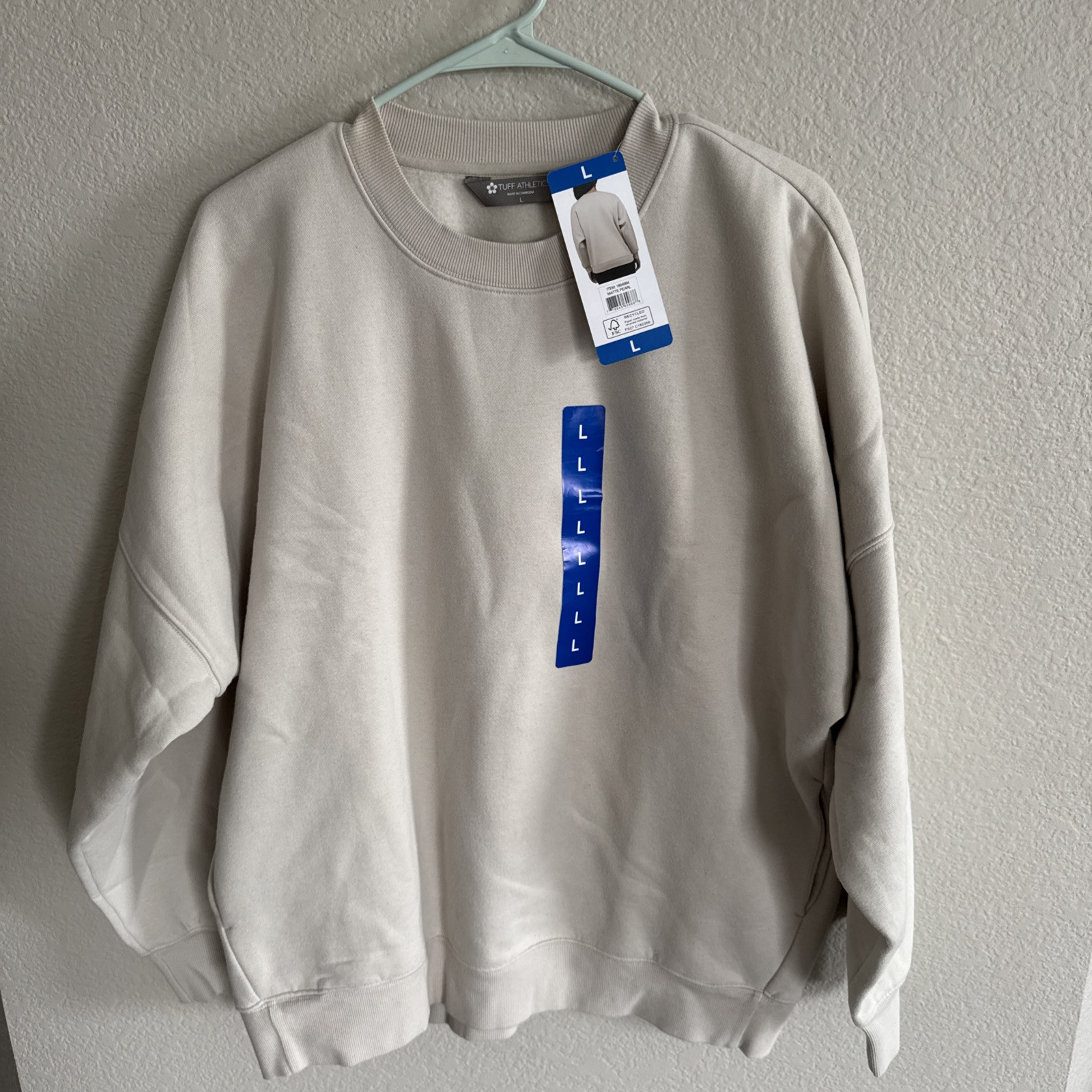Tuff Athletics Womens Sweatshirt Matte Pearl Fleece Crew Neck Long Sleeve Large
