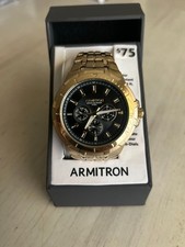 Armitron Men's 20/5144BKGP Multi-Function Dial Gold-Tone Bracelet Watch WR 50M