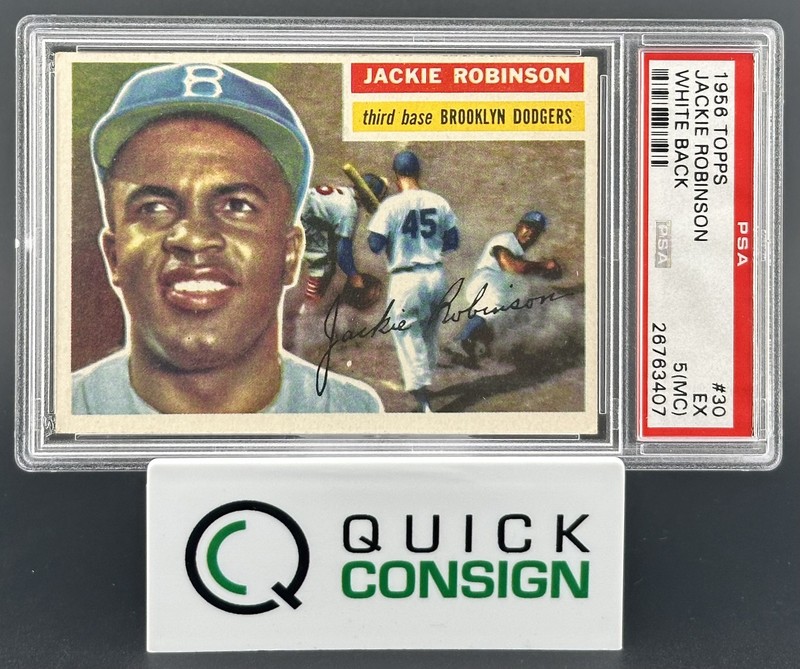 JACKIE ROBINSON 1956 TOPPS #30 WHITE BACK PSA 5 MC Q6995