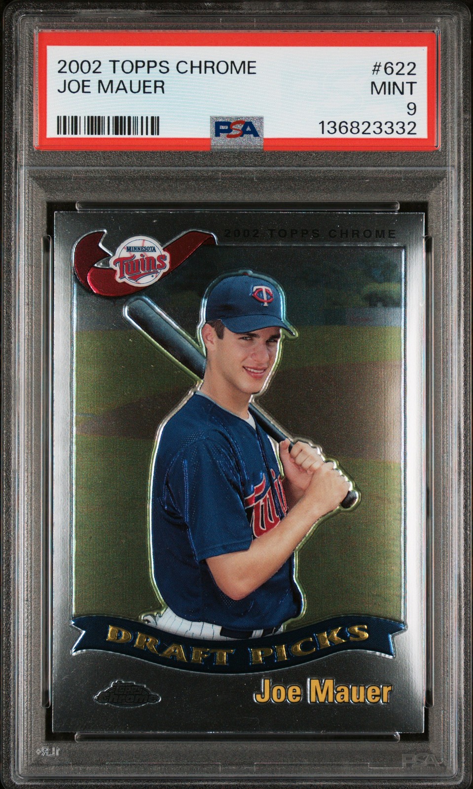 2002 TOPPS CHROME #622 JOE MAUER ROOKIE RC PSA 9