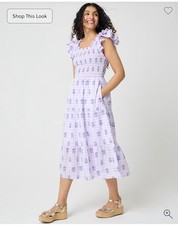 with tags J Crew Rufflesleeve smocked midi dress Sz S MSRP158 G1N