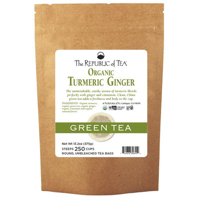 Organic Turmeric Ginger Green Tea - 250 Naturally Caffeinated Tea Bags