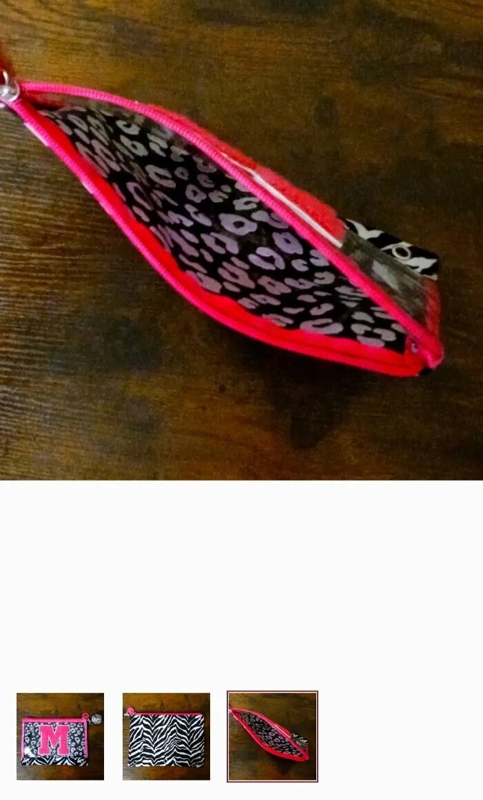 🌹Tween Brands 3 Ring Pencil Case Pouch Zebra Prints Graphic Pink M Sign Zipper