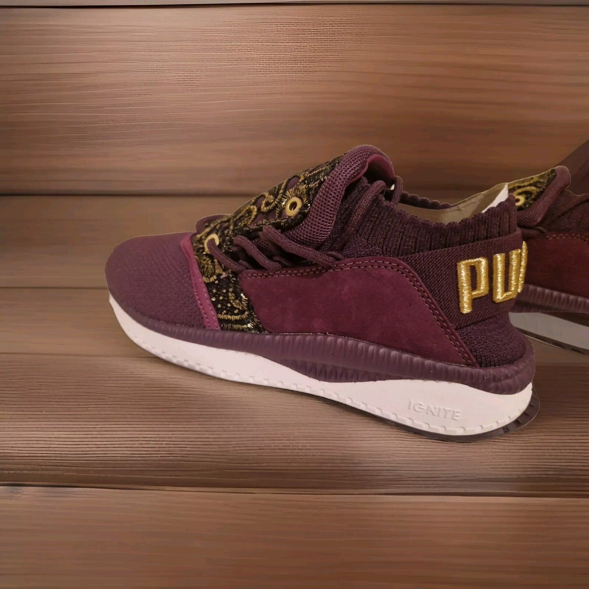 Puma Ignite Tsugi Shinsei Mesh Lace Purple Gold Trainers