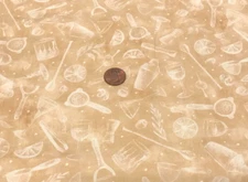 "Cocktails Tools" Tossed on Tonal Cream "Michael Miller * 100% Cotton * 8" x 21"