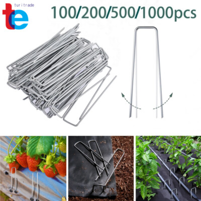 Landscape Staples 100/200/500/1000Pack Garden Stakes 6'' Galvanized Sod Staples