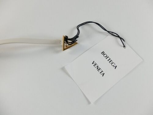 BOTTEGA VENETA white triangle buckle skinny leather belt One Size authentic NWT - Picture 2 of 8
