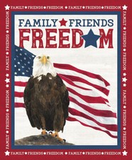 36" X 44" Panel Eagle Holiday Freedom Fourth of July White Fabric Panel D301.46