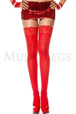 Opaque thigh hi with big lace up top MUSIC LEGS. One Size 4747 FOUR CLR CHOICE