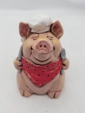 Vintage 2005 Telle M. Stein Happy Pig chef Figure Resin Sculpture Memorial