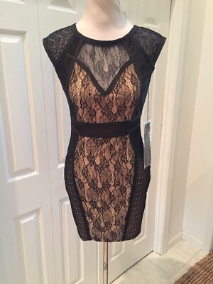 NWT WOW COUTURE black and lace Bandage Wiggle Dress M | eBay
