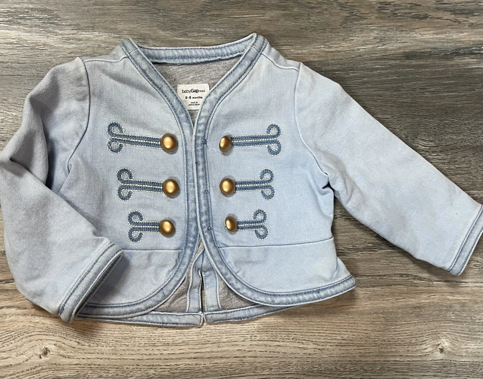 BABY GAP 1969 DENIM BAND ADAM ANT GOLD BUTTONS JACKET AGE (0-6) EUC - Image 4 of 4