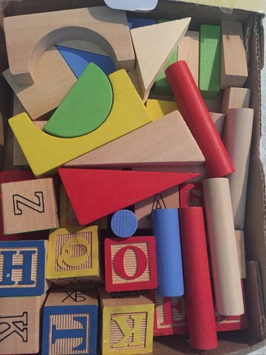 First Learning 50 Piece Alphabet , Color, & Natural Wooden Blocks~W ...