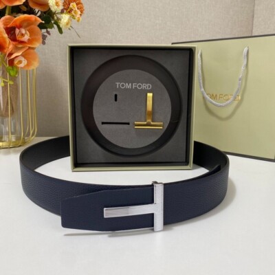 tks【新品未使用】　10万　TOM FORD ベルト Authentic Tom Ford Reversible Blue/Black Leather T-Buckle