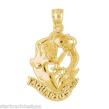 New 14k Gold Aquarius Zodiac Pendant