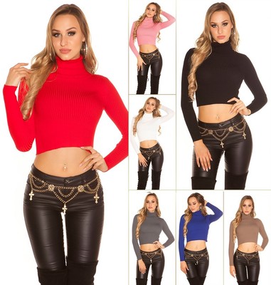 Koucla Womens Turtleneck Crop Pullover Turtleneck Sweater