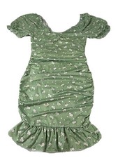 SHEIN Fringe Green Floral Cut Out Open Back Sexy Bodycon Dress Size 4