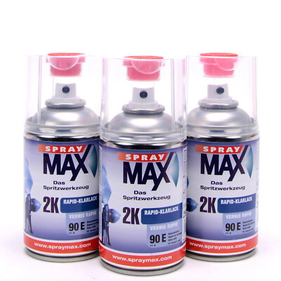 SprayMax 2K Rapid Klarlack 3x 250ml Lackspray hochglänzend Original SprayMax