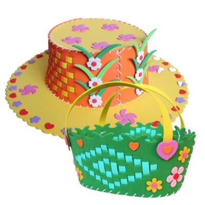 DIY Kids Craft Knit Hat Easter Basket Kit, Fun Educational Playset