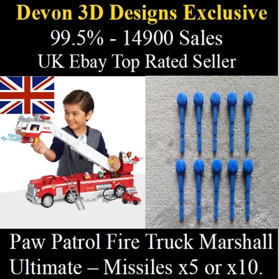 Paw Patrol Fire Truck Kids Playset Marshall Ultimate missiles bullets x 10 x 5