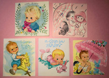 5 Vintage Small Baby Cards Hallmark American Greetings