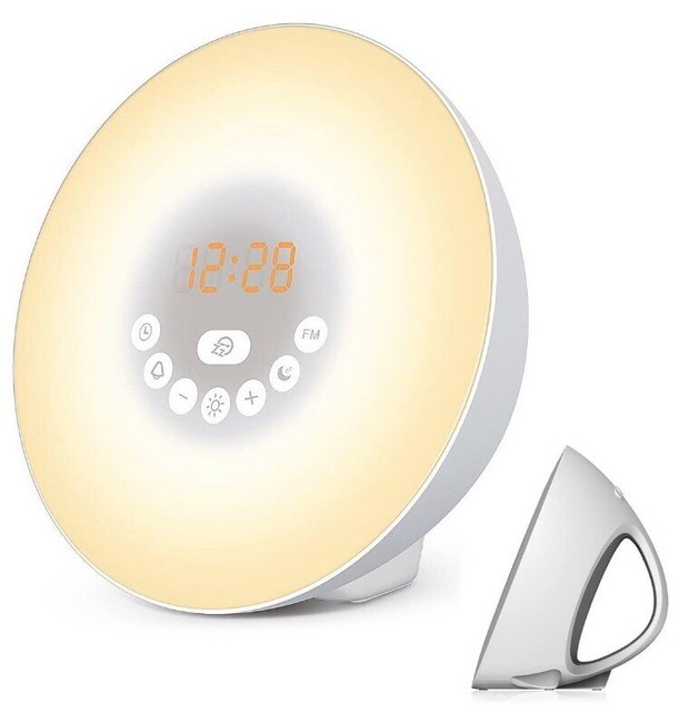 Sunrise Sunset Digital Alarm Clock Radio Wake Up Light 6 Nature Sounds