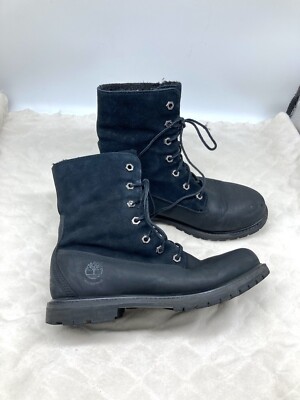 Women’s Timberland Teddy Fleece Fold Down Black Nubuck Boots Size