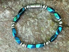100 Magnetic Hematite Necklace Anklet Bracelet Electric Blue n Silver