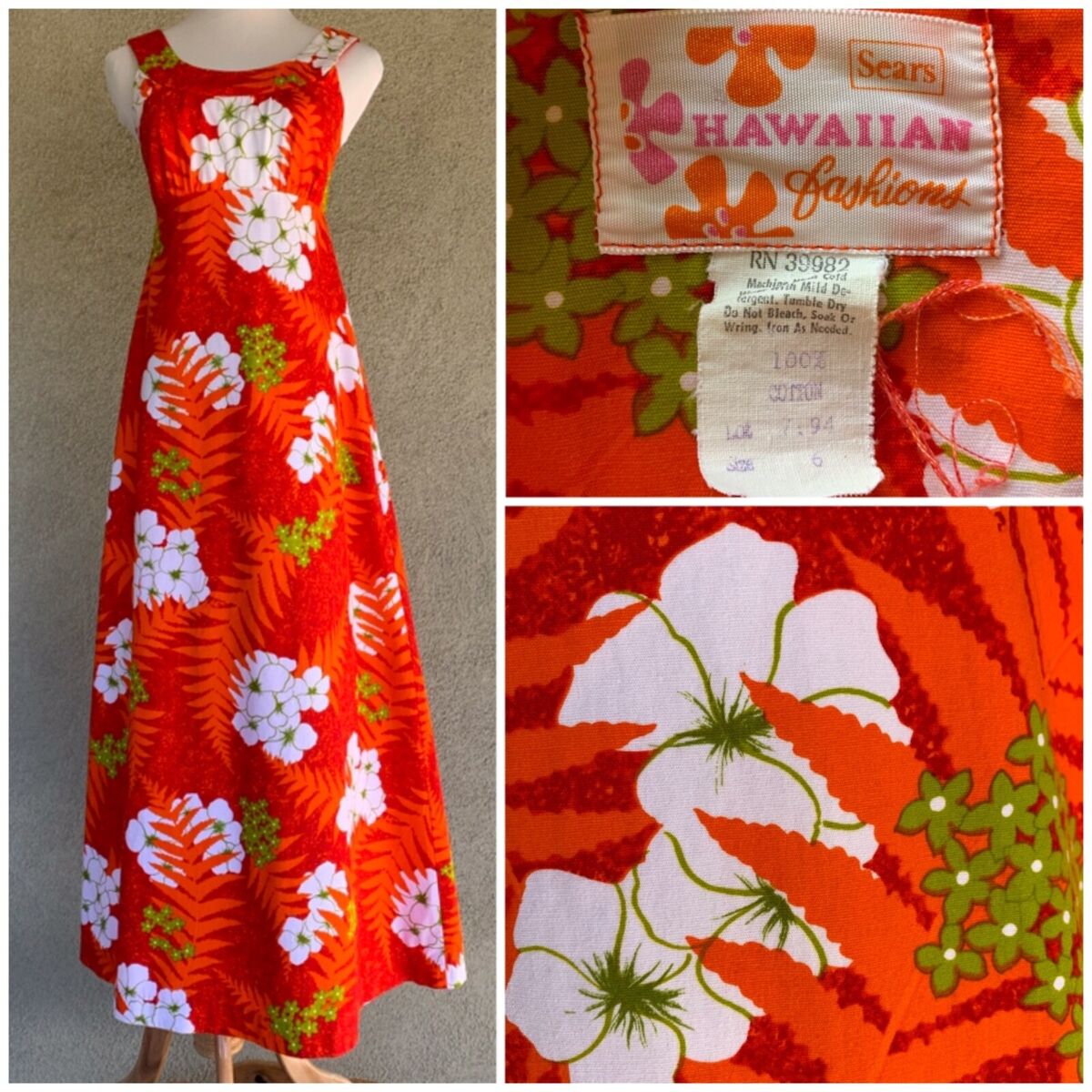 Sears Hawaiian Vintage Muumuu Dress Pristine size XS | eBay Sears Hawaiian Vintage Muumuu Dress Pristine size XS | eBay
