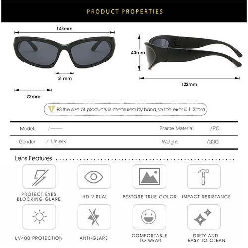 Fashion Wrap Around Sunglasses for Men Women Cool Glasses Wrap Sports Sun Shades - Picture 9 of 31