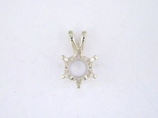 Round 6 Prong Pendant Setting Sterling Silver