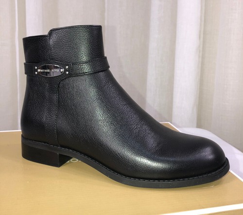 NUEVO EN CAJA Botas Planas con Logotipo Michael Kors Finley con Cremallera Lateral EE. UU. 6.5 Negro Cuero Caído - Imagen 2 de 12