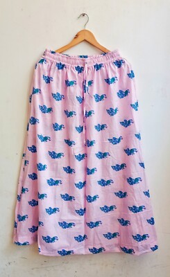 Indisch Baumwolle Rosa Pfau Aufdruck Lang Rock Damen Kleidung Party US
