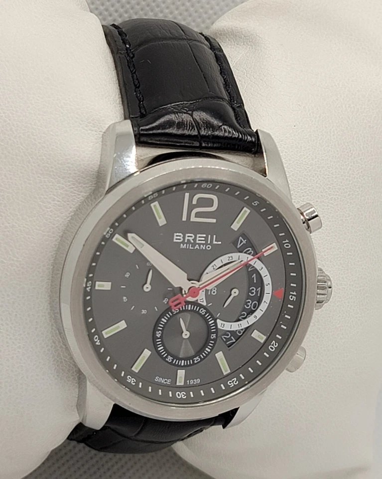 Reloj analógico Breil Milano Miglia cronógrafo esfera negra correa de cuero para hombre L1 Foto 3 de 4