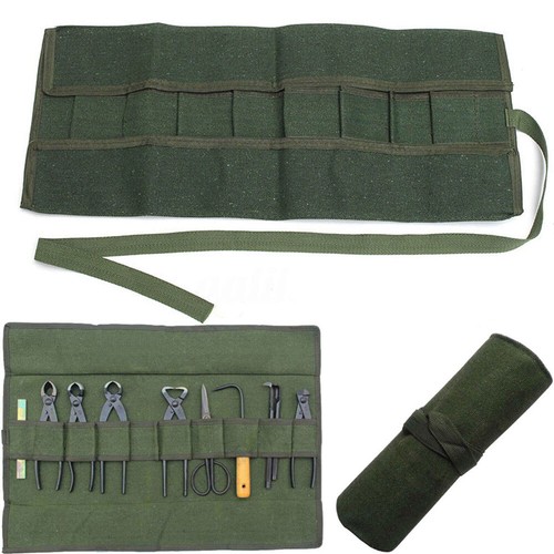 10 Pockets Canvas Spanner Wrench Tool Roll Up storage bag Organizer Pouches Case - Picture 3 of 12