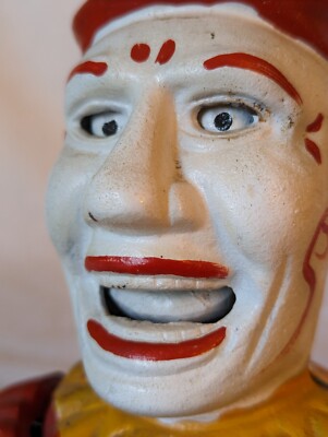 Century Original Painted Iron Clown Bank Clown Cast Iron