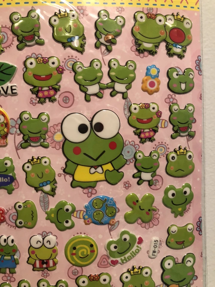 Kawaii лягушка Sanrio Kerroppi пухлый стикер лист для скрапбукинга дневник детский винтажный - Изображение 3 из 4