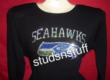 Seattle Seahawks Womans Shirt Football Crystal Rhinestone Bling shirt