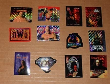 1998 WCW Set of 12 Mini Wrestling Prismatic Stickers Hogan, Hart, Savage, Sting