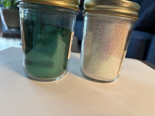 Crafting Glitter. Diamond Dust Green( Used) , Crystalina Glitter ( New).