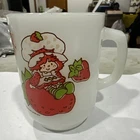 Vintage 1980 Strawberry Shortcake Anchor Hocking Coffee Mug Milk Glass USA Made