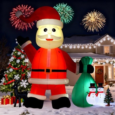 Giant 26Ft 33Ft Christmas Inflatable Santa Claus Carry Bag Light For Yard Party