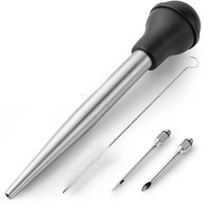 2X(Turkey Baster for Cooking Food Grade Metal Turkey Baster Syringe Meat8035