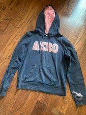 Aeropostale Women's Pullover Hooded Fleece Hoodie w/ Pockets Navy Pink S Logo