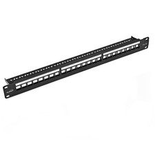 NavePoint 24-Port CAT5e UTP Patch Panel 1U with Keystones, RJ45 Ethernet